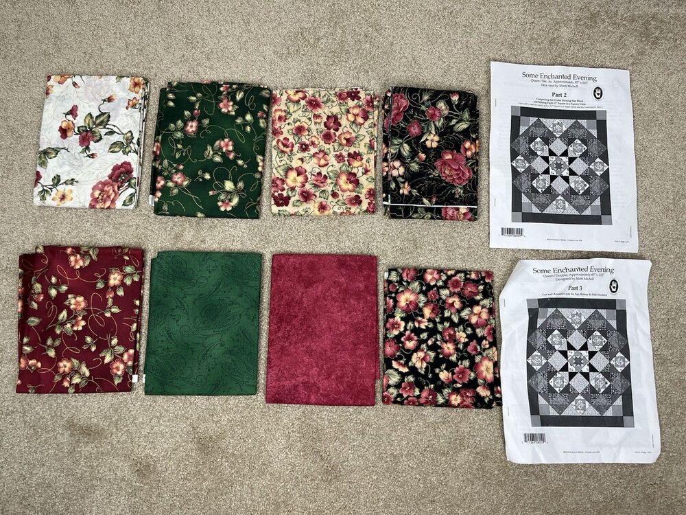 Maywood Studio Enchantment Floral Cotton Fabric Some Enchanted Evening Quilt Kit
